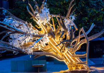 LED Linear™, Architectural FX and Arup electrify the luminous limbs of atmos’s inhabitable tree for the City of London Festival.