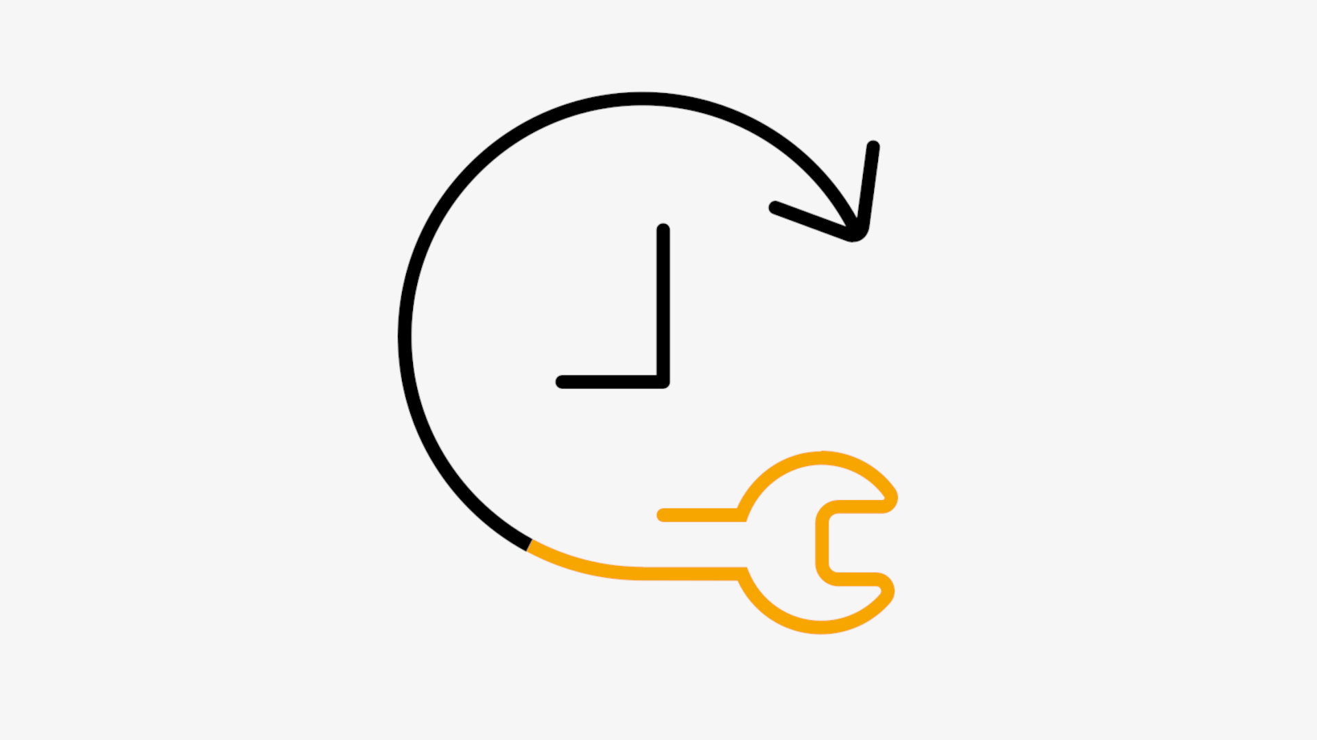 Icon with clock and plug, symbol for faster installation